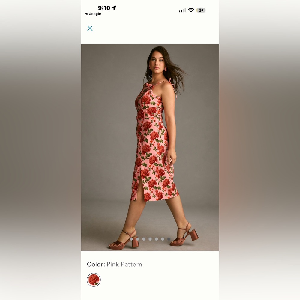 Anthropologie Rosette Pink and red ruffled peplum halter dress - Picture 5 of 9